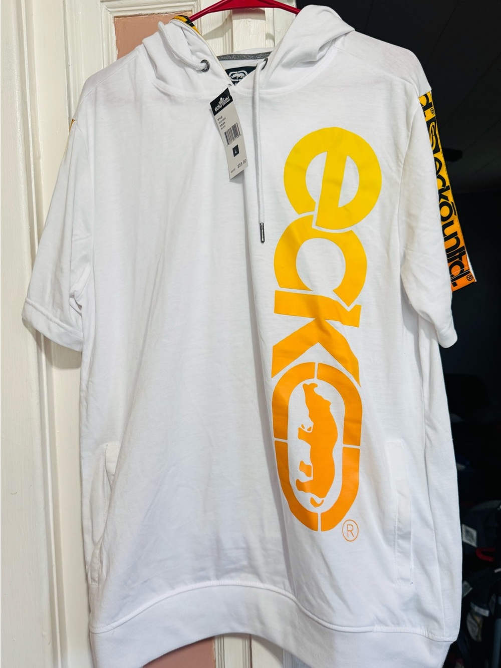 Ecko Unlimited White Hoodie with Yellow Logo